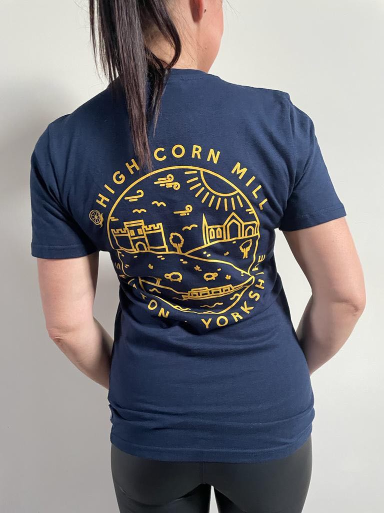 High Corn Mill Tee Navy Gold