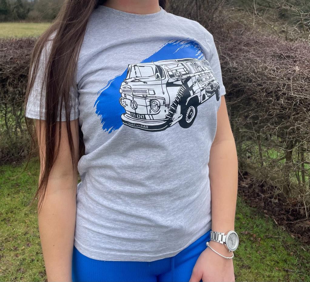 Camper Van Tee Grey/Blue